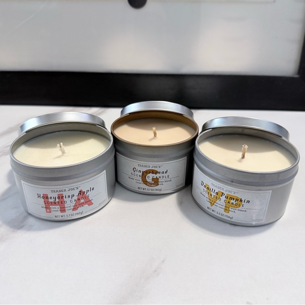 Trader Joe's Scented Candle Set - Cream, Brown, White
